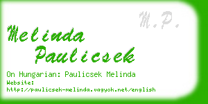 melinda paulicsek business card